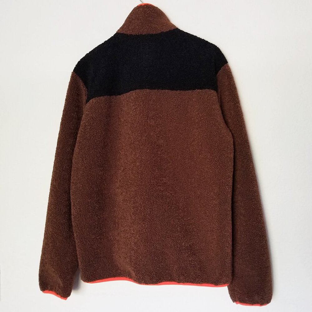 Scotch & Soda Zip-Up Color Block Teddy Fleece Jacket Brown Black Men's M $195 - Picture 8 of 16